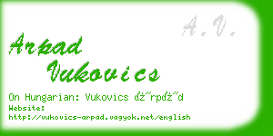 arpad vukovics business card